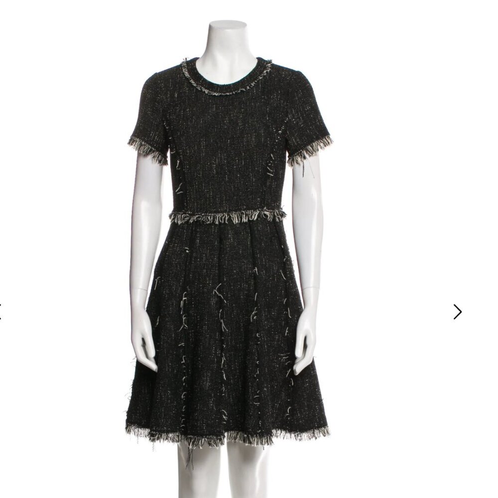 Rebecca Taylor Crew Neck Mini Dress Black and White Frills Size 2